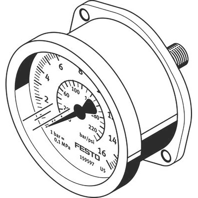 Festo G 1/4 Analogue Pressure Gauge Back Entry, FMA-40-10-1/4-EN, 159596