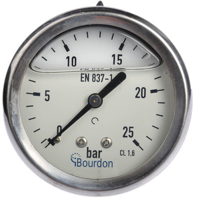 Bourdon Analogue Pressure Gauge 25bar Back Entry, MIT3-F22.B26, 0bar min.