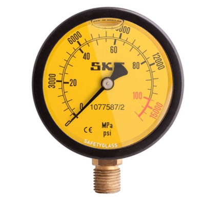 SKF Analogue Pressure Gauge 3000bar Bottom Entry, 1077589, 0bar min.