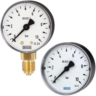 WIKA G 1/4 Analogue Pressure Gauge 40bar Back Entry, 9083855, 0bar min., 111.12