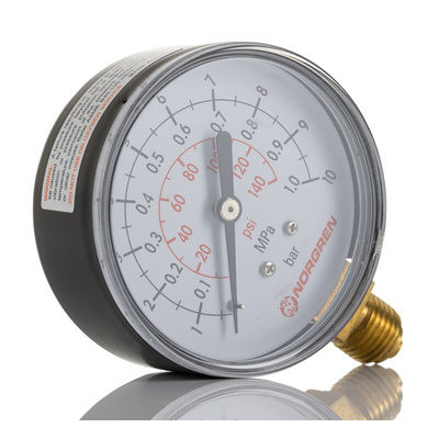 Norgren G 1/4 Analogue Pressure Gauge 10bar Bottom Entry, 18-015-854, 0bar min.