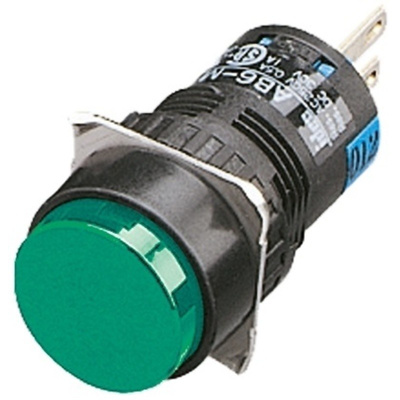 Idec Single Pole Double Throw (SPDT) Momentary Push Button Switch, IP65, 16.2 (Dia.)mm, Panel Mount, 250V ac/dc