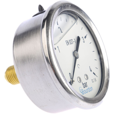 Bourdon Analogue Pressure Gauge 4bar Back Entry, MIT3-F22.B19, 0bar min.
