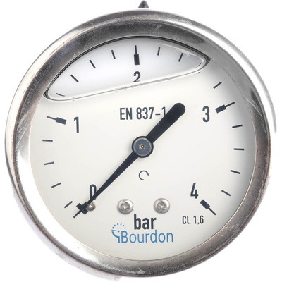 Bourdon Analogue Pressure Gauge 4bar Back Entry, MIT3-F22.B19, 0bar min.