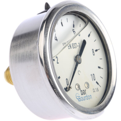 Bourdon Analogue Pressure Gauge 10bar Back Entry, MIT3-F22.B22, 0bar min.