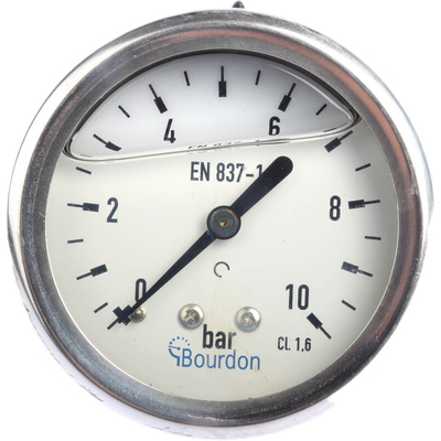 Bourdon Analogue Pressure Gauge 10bar Back Entry, MIT3-F22.B22, 0bar min.