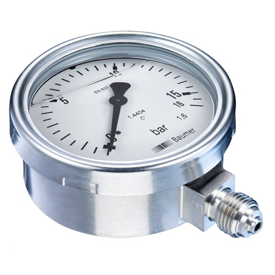 Bourdon G 1/4 Analogue Pressure Gauge 6bar Bottom Entry, MEX3D21B20, RS Calibration, 0bar min.