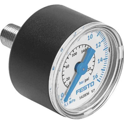 Festo Analogue Pressure Gauge 2.5bar Back Entry, FMA-50-2,5-1/4-EN, 0bar min., 159598
