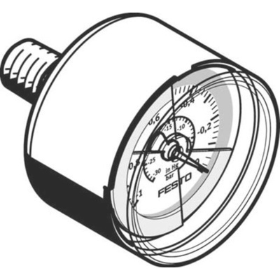 Festo Analogue Pressure Gauge 0bar Back Entry, VAM-40-V1/0-R1/8-E-RG, 547842