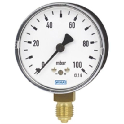 WIKA G 1/4 Analogue Pressure Gauge 0.06bar Bottom Entry, 9071385, 0bar min., 611.10