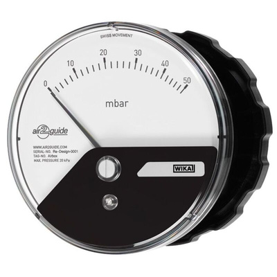 WIKA G 1/8 Analogue Differential Pressure Gauge 1500Pa Back Entry, 48806203, 0Pa min.