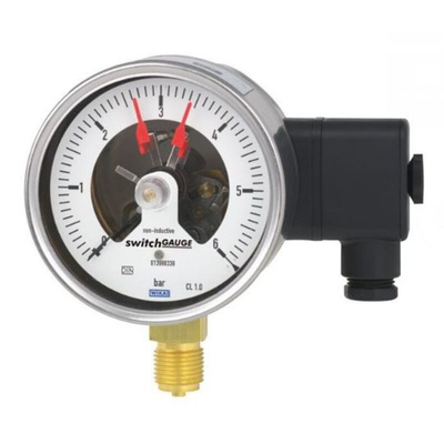 WIKA G 1/2 Analogue Pressure Gauge 1bar Bottom Entry, 48780216, 0bar min.