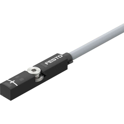 Festo Magneto Resistive Pneumatic Position Detector, IP65, IP68, IP69K, 24V dc, NO Operation, SMT-8, with LED