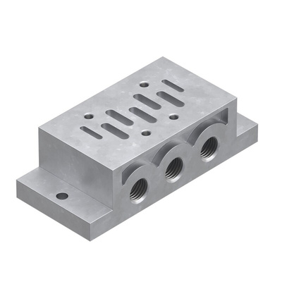 Festo NAS series 5 station G 1/4, G 1/8 Sub Base for use with MFH Solenoid Valves
