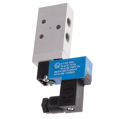 RS PRO 5/2 Pneumatic Solenoid Valve - Solenoid/Spring G 1/8 MDS Series 24V dc