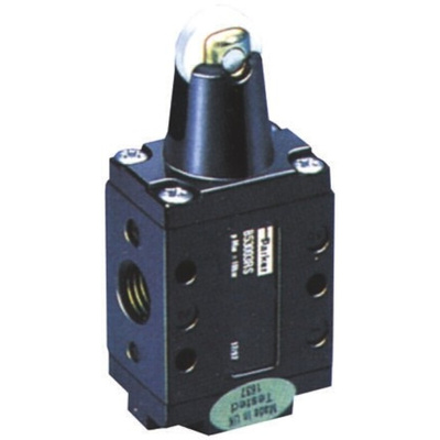 Parker Roller 3/2 Pneumatic Manual Control Valve B53 Series, G 1/4, 1/4in