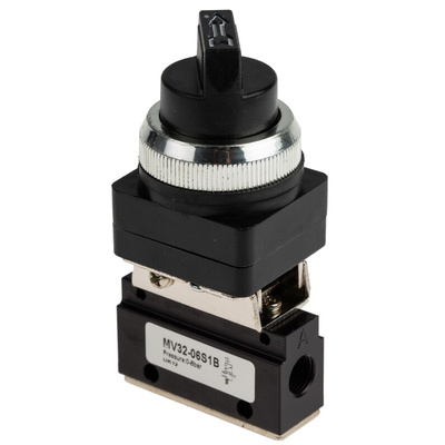 RS PRO Manual 3/2 Pneumatic Manual Control Valve MV Series, G 1/8, 1/8in