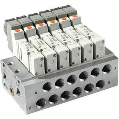 SMC SS5Y3 series 2 station Metric M5 Manifold