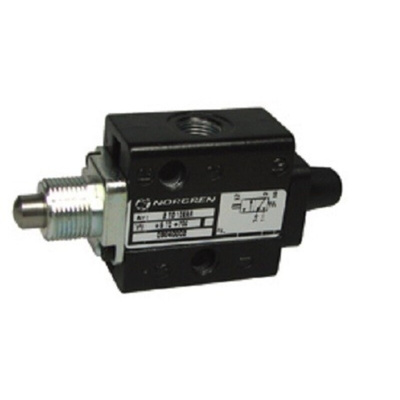 RS PRO Plunger 3/2 Pneumatic Control Valve super X Mechanical 3/2 valve Series, G 1/8, 1/8in