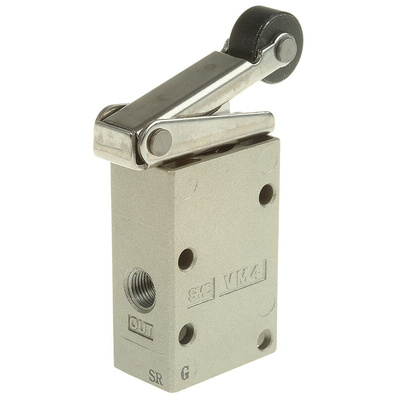 SMC Roller Lever 3/2 Pneumatic Manual Control Valve VM400 Series, Rc 1/8, 1/8in