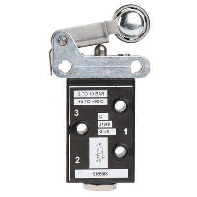 Norgren Roller 3/2 Pneumatic Manual Control Valve S/666 Series, G 1/8, 1/8in