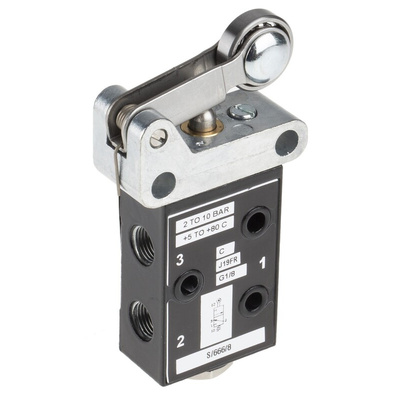 Norgren Roller 3/2 Pneumatic Manual Control Valve S/666 Series, G 1/8, 1/8in