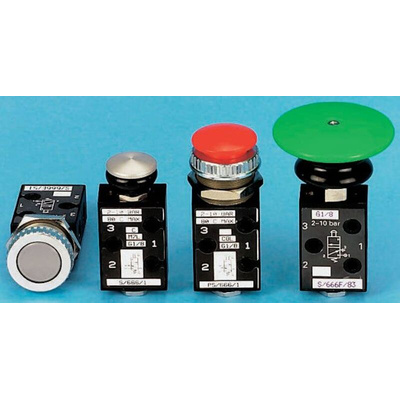 Norgren Push Button 3/2 Pneumatic Manual Control Valve S/666 Series, G 1/8, 1/8in, III B