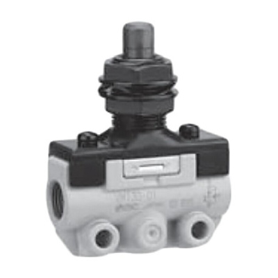 SMC Straight Plunger Pneumatic Manual Control Valve VM100 Series, R 1/8, 1/8