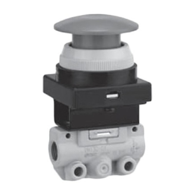 SMC Push Button (Mushroom) Pneumatic Manual Control Valve VM100 Series, R 1/8, 1/8