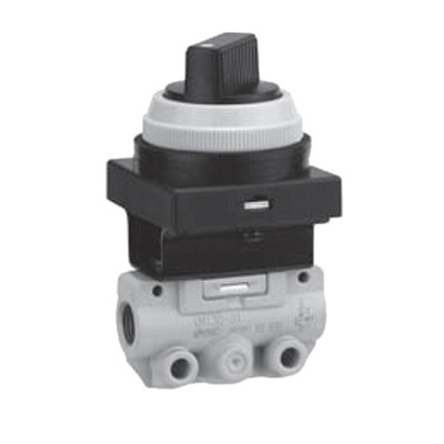 SMC Twist Selector (2 Position) Pneumatic Manual Control Valve VM100 Series, R 1/8, 1/8