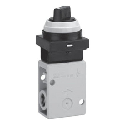 SMC Twist Selector (2 Position) Pneumatic Manual Control Valve VM200 Series, R 1/4, 1/4