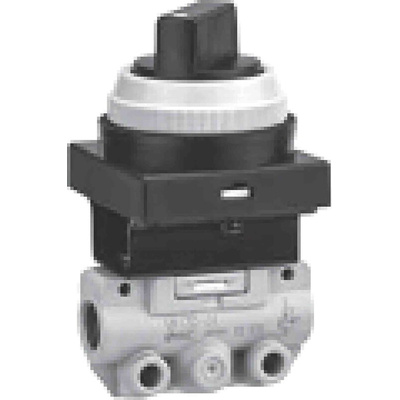 SMC Push Button (Flush) Pneumatic Manual Control Valve VM100 Series, G 1/8, 1/8in