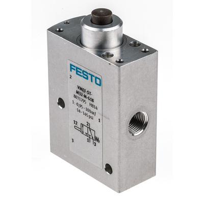Festo Plunger 3/2 Pneumatic Manual Control Valve VMEF Series, G 1/8, 1/8in, 8031295