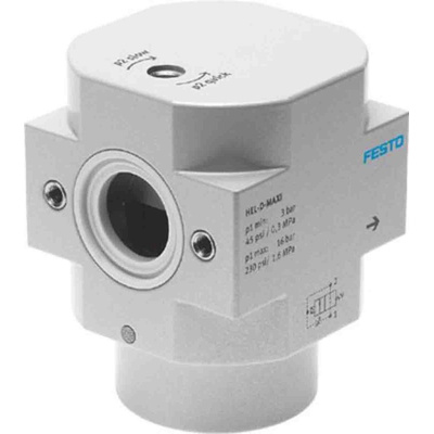 Festo 2/2 Closed, Monostable Pneumatic Manual Control Valve HEL Series, G 3/8, 3/8, 170692