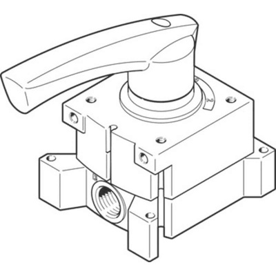 Festo 4/3 Exhausted Pneumatic Manual Control Valve VHER Series, G 1/8, 1/8, 3488206