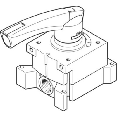 Festo Rod Lever 4/3 closed Pneumatic Manual Control Valve VHER Series, 1/4, 3515361