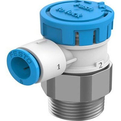 Festo Rotary Knob Exhaust Air One-way Flow Control Pneumatic Manual Control Valve VFOE Series, R 3/8, 3/8in, VFOE-LE-T
