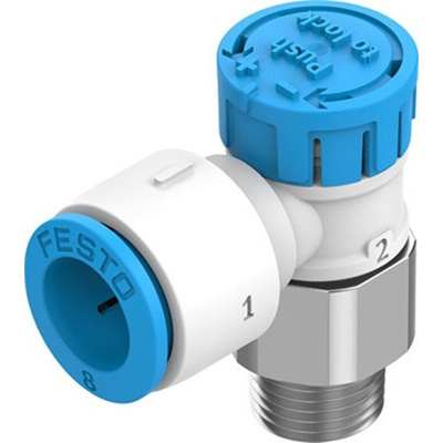 Festo Rotary Knob Supply Air One-way Flow Control Pneumatic Manual Control Valve VFOE Series, R 1/8, 1/8in, VFOE-LS-T