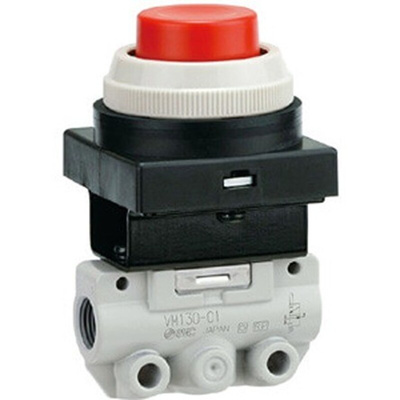 SMC Push Button Pneumatic Relay Mechanical Valve VM100 Series, G 1/8, 1/8in, III B