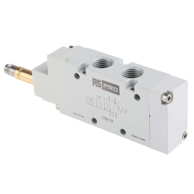 RS PRO 5/2 Monostable Pneumatic Solenoid Valve - Solenoid G 1/4 12 V dc, 24 V ac/dc, 110 V ac, 220 V ac