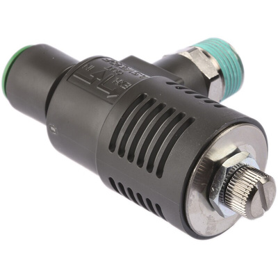SMC Adjustable Exhaust Valve, R 3/8 Male x 1 MPa, Threaded, Tube, 10mm
