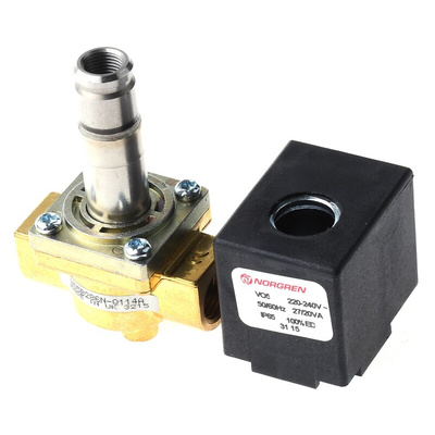 Norgren 2/2 Pneumatic Solenoid Valve - Solenoid/Spring G 1/4 V05 Series 220→240V ac, V05B286N-B439A