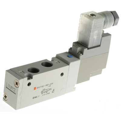 SMC 5/2 Pneumatic Solenoid Valve - Solenoid/Spring G 1/8 SYJ7000 Series 115V ac