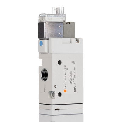 SMC 3/2 Pneumatic Solenoid Valve - Solenoid/Spring G 1/8 SYJ700 Series 24V dc