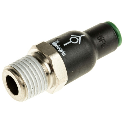 Legris 7985 Non Return Valve, 6mm Tube Inlet, R 1/4 Male Outlet, 1 to 10bar