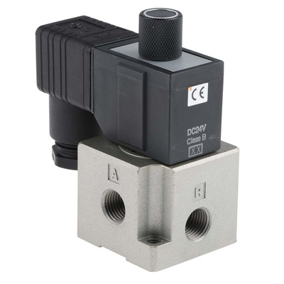 SMC 3/2 Pneumatic Solenoid Valve - Spring/Solenoid G 1/4 VT317 Series 24V dc