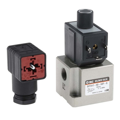 SMC 3/2 Pneumatic Solenoid Valve - Spring/Solenoid G 1/4 VT317 Series 24V dc