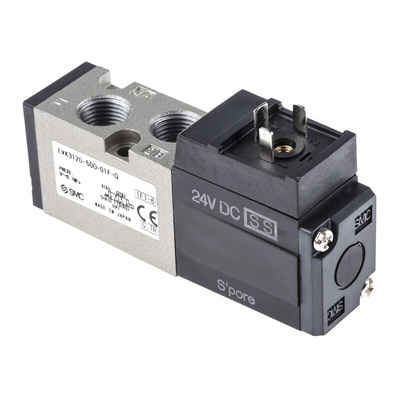 SMC 5/2 Pneumatic Solenoid Valve - Spring/Solenoid G 1/8 VK3000 Series 24V dc