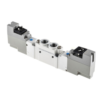 SMC 5/2 Pneumatic Solenoid Valve - Solenoid/Pilot G 1/8 SY5000 Series 24V dc
