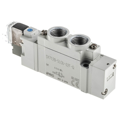 SMC 5/2 Pneumatic Solenoid Valve - Solenoid/Pilot G 1/4 SY7000 Series 24V dc